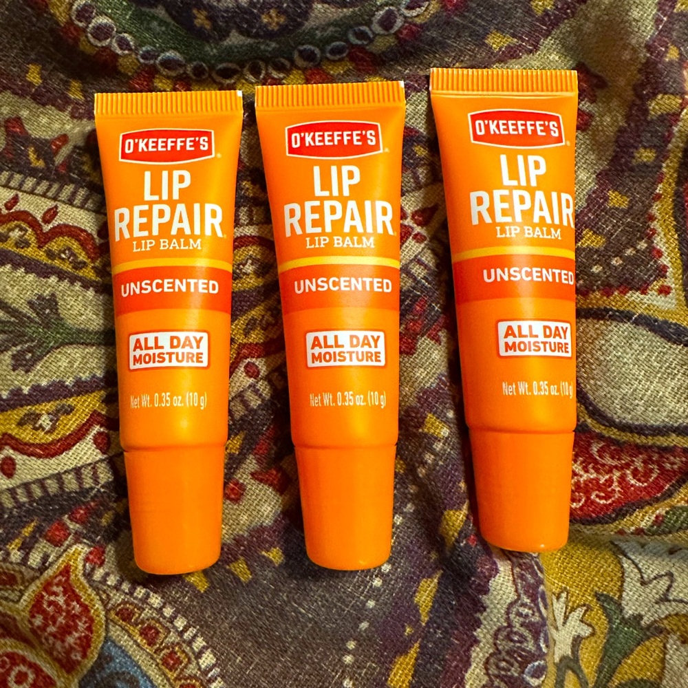O'Keeffe's Unscented Lip Repair Lip Balm for Dry Cracked Lips .35 oz Tube 3 Pack